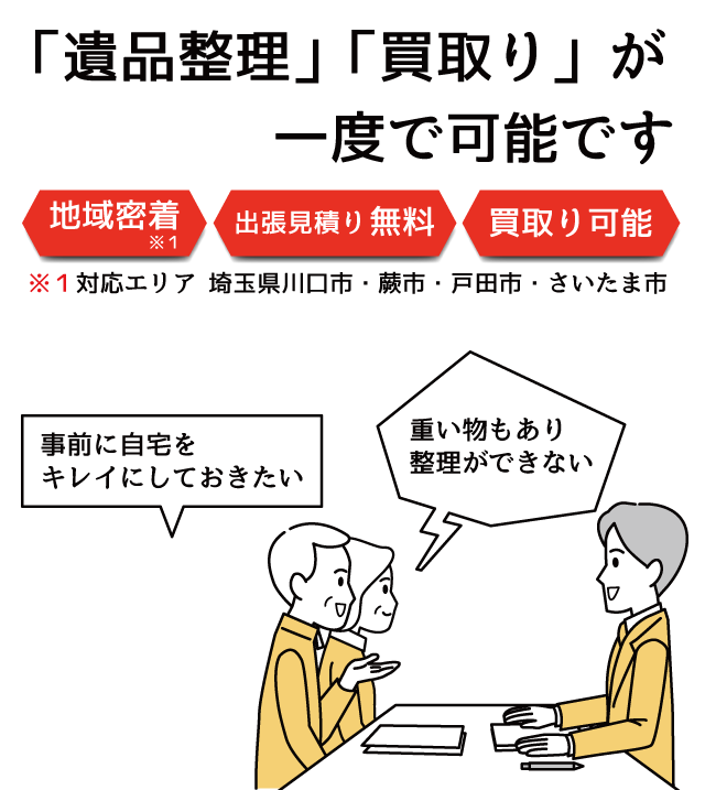 遺品整理遺品買取が一度で可能です
